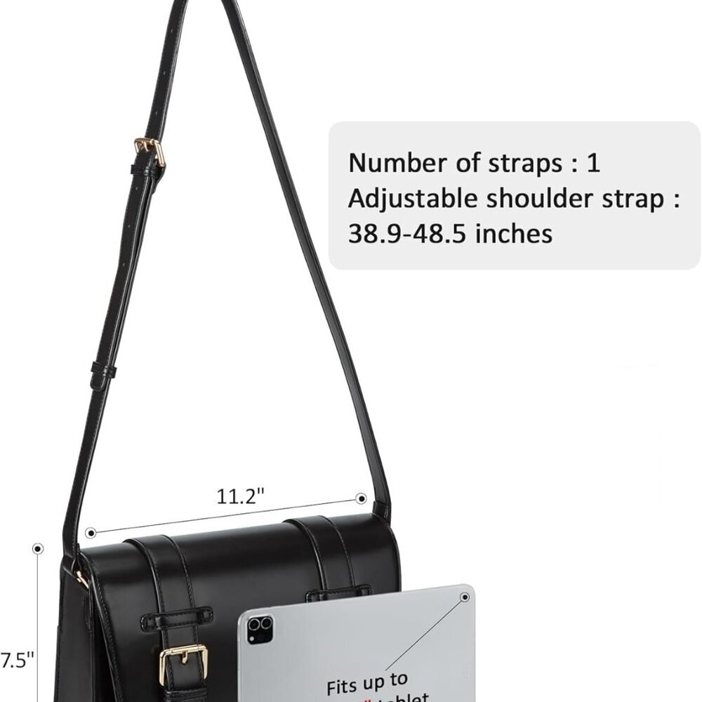 Women's PU Leather Crossbody Messenger Bag Vintage Satchel Purse Work College Sh - Picture 3 of 6